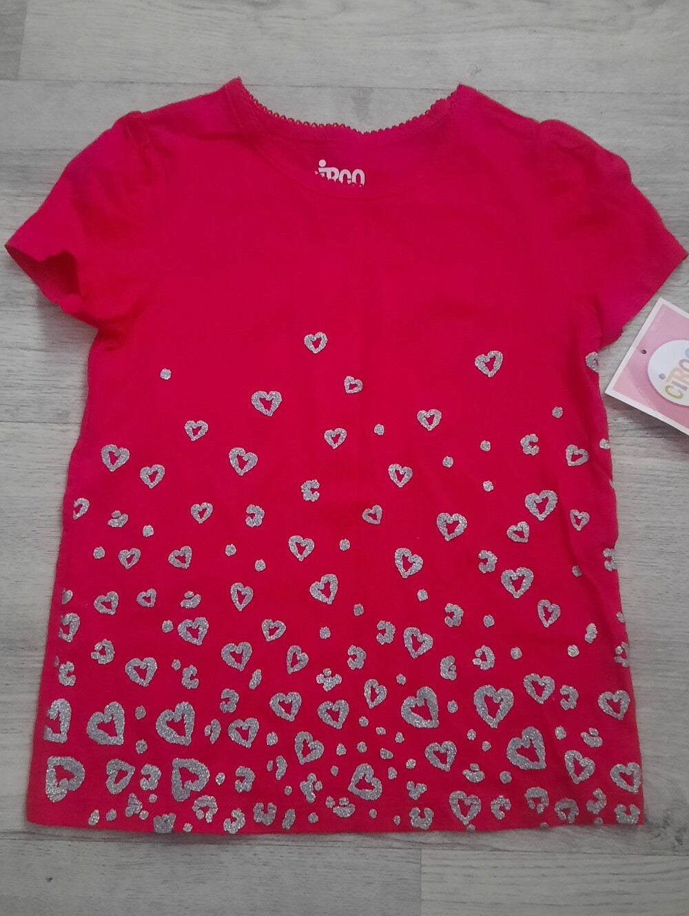 Circo Bright Pink Short Sleeve Tee with Silver Heart Accents